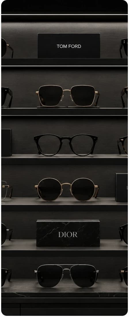 A considered eyewear assortment in a retail setting